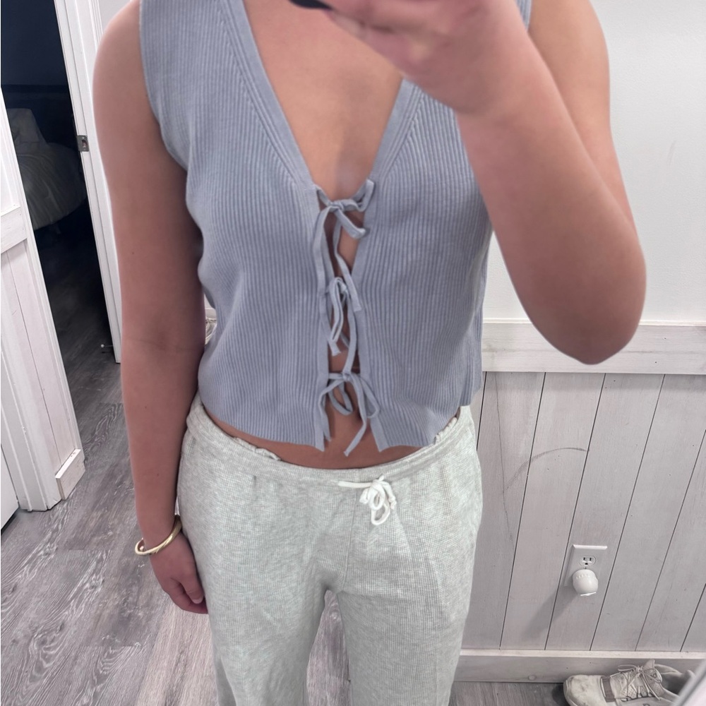 Abercrombie & Fitch Lace-Up Ribbed Tank - Light Purple